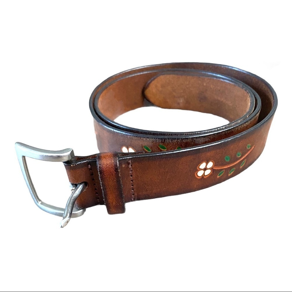 Aeropostale embossed brown leather belt Med